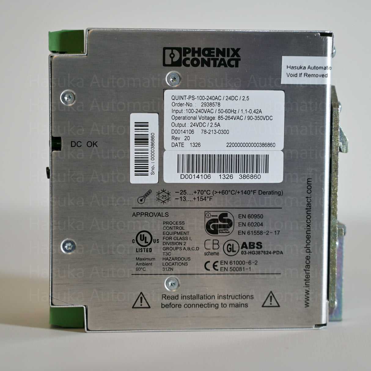 2938578 QUINT-PS-100-240AC / 24DC/2,5 Power Supply Phoenix Contact