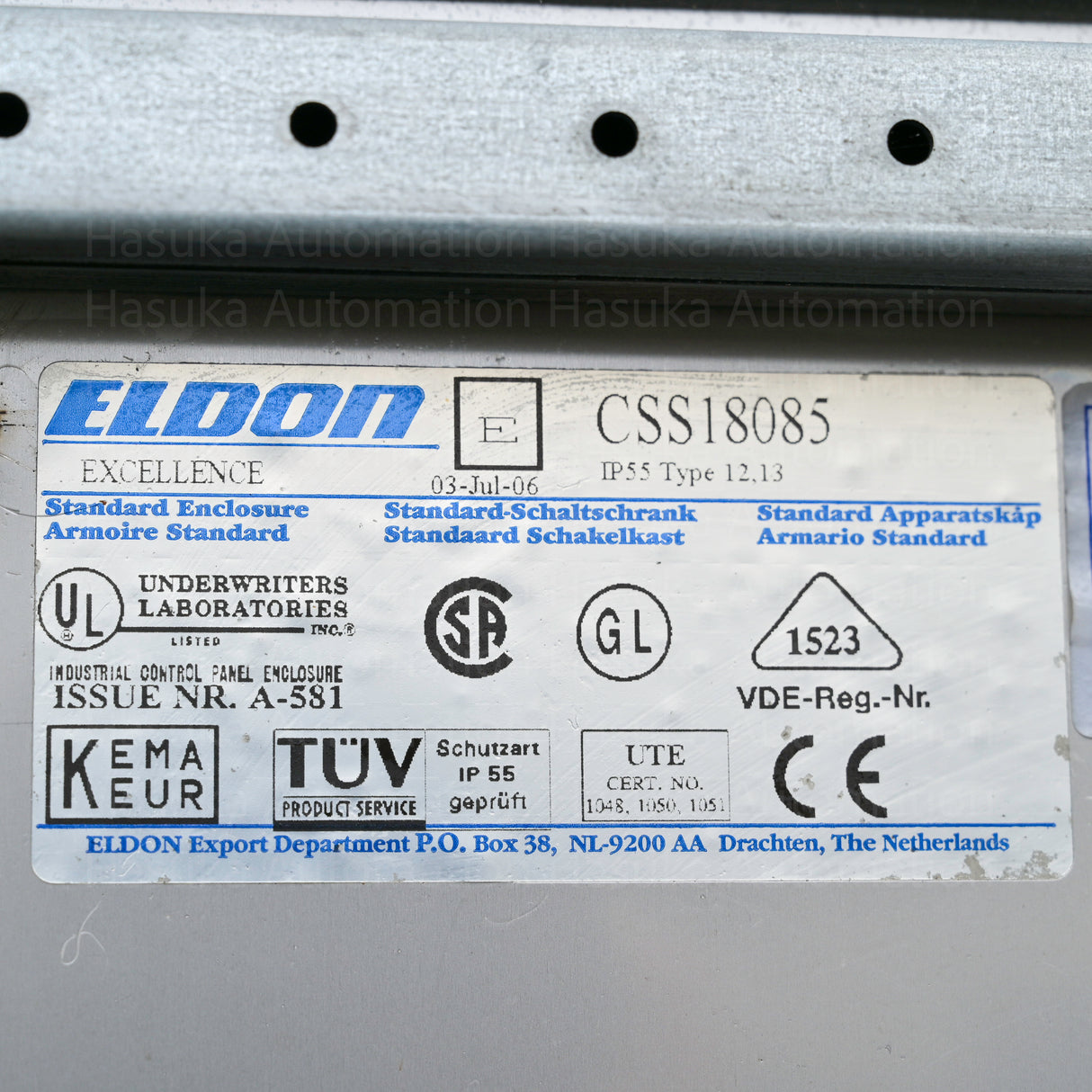 ELDON Floor standing, 1800x1600x500, modular enclosure, 1-door, with mounting plate, stainless 304, IP55, Type 12,13