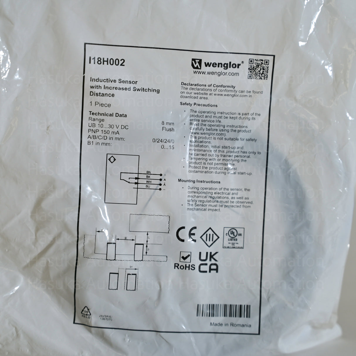 I18H002 Inductive Sensor with Increased Switching Distance Wenglor