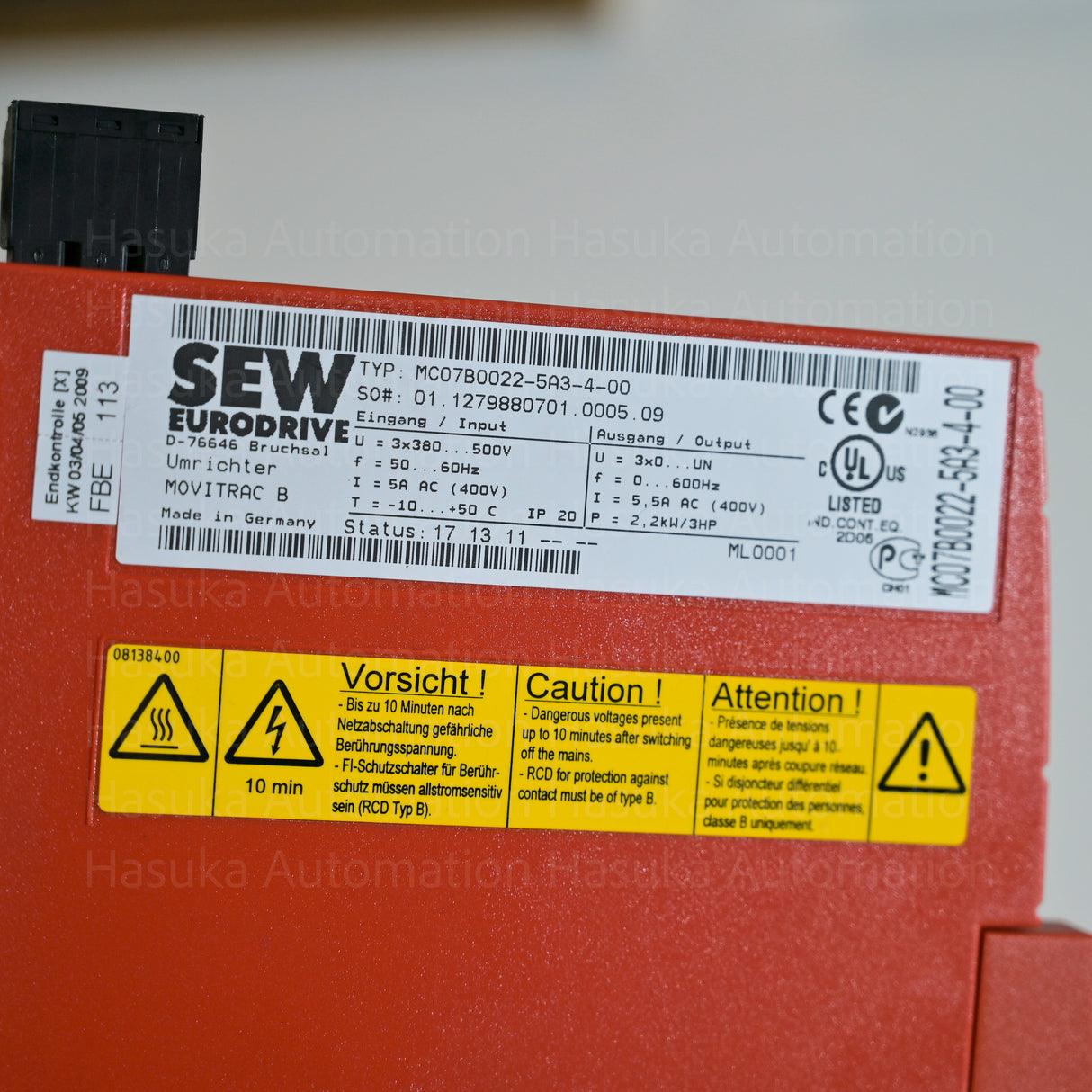 MC07B0022-5A3-4-00 AC Drive SEW EURODRIVE