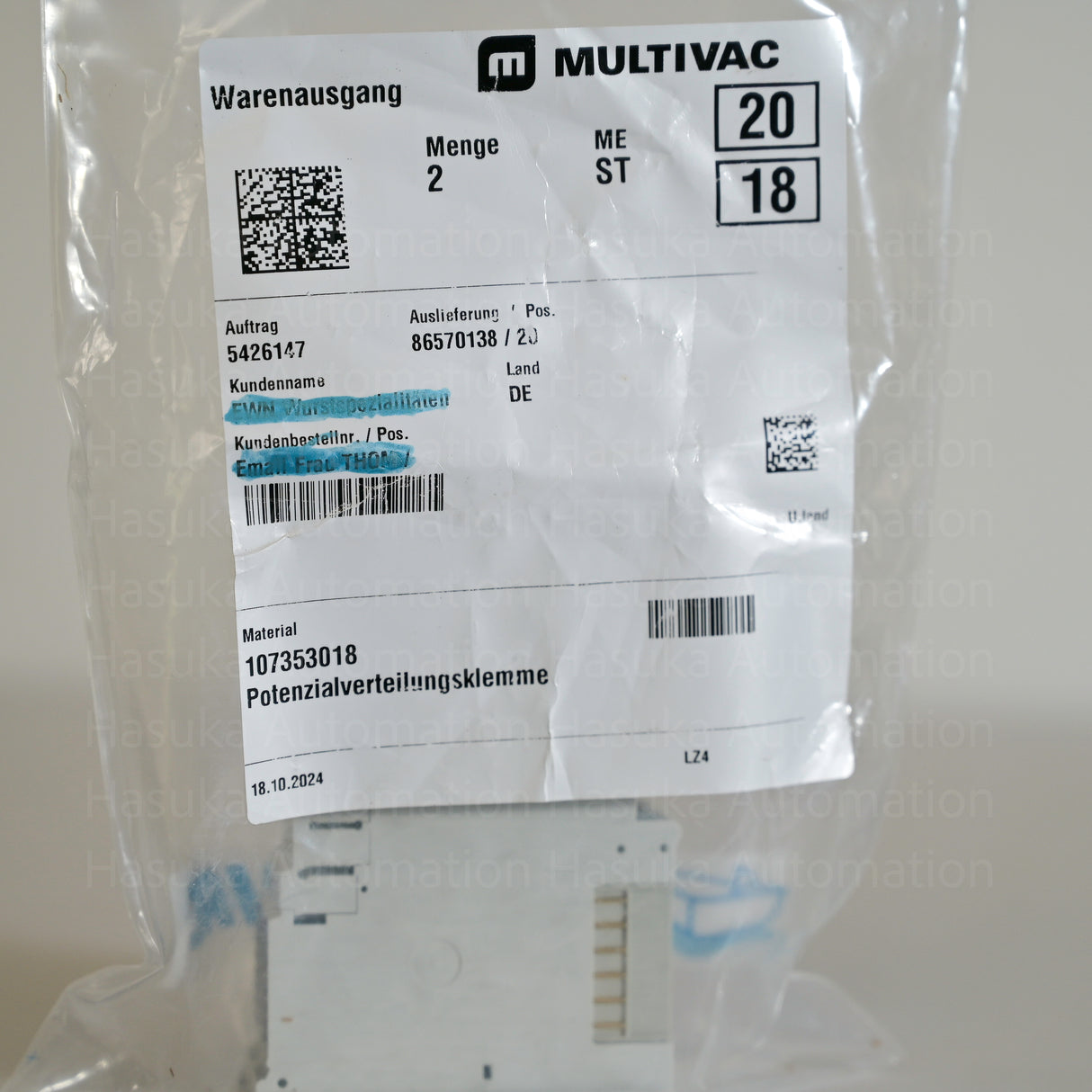 MU9188 107353018 Potential Distribution Terminal Multivac