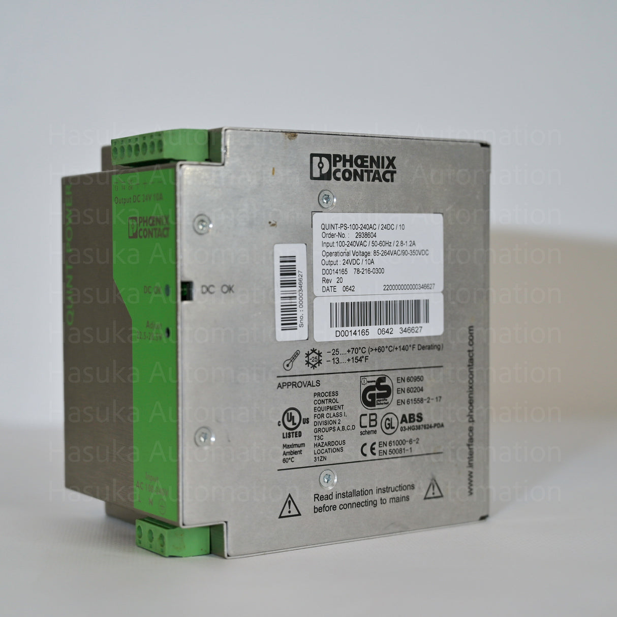 2938604 QUINT-PS-100-240AC/24DC/10 Power Supply Phoenix Contact