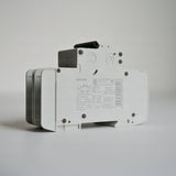  2-pole breaker features a tripping characteristic of D and a rated current of 1 A