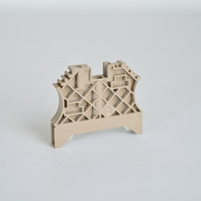 The WEW 35/2 Weidmüller Terminal End Stop end bracket designed for TS 35 terminal rails. It has a height of 46mm, width of 8mm, depth of 56mm and weighs only 0.015kg.