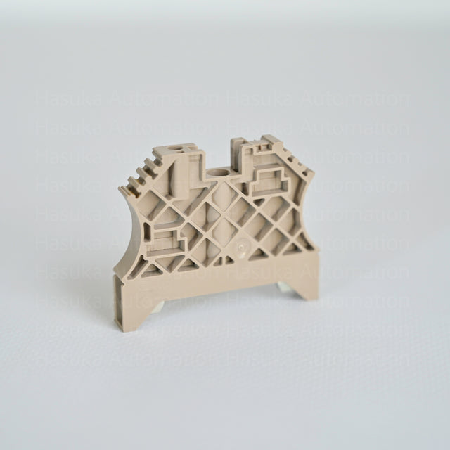 The WEW 35/2 Weidmüller Terminal End Stop end bracket designed for TS 35 terminal rails. It has a height of 46mm, width of 8mm, depth of 56mm and weighs only 0.015kg.