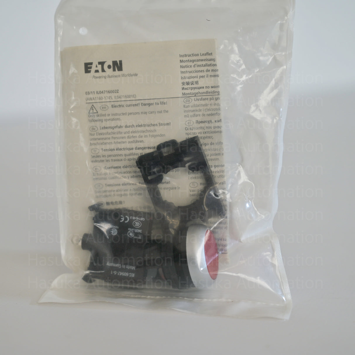 M22-DL-R+M22-A+M22-LED-R Red Illuminated Momentary Push Button EATON