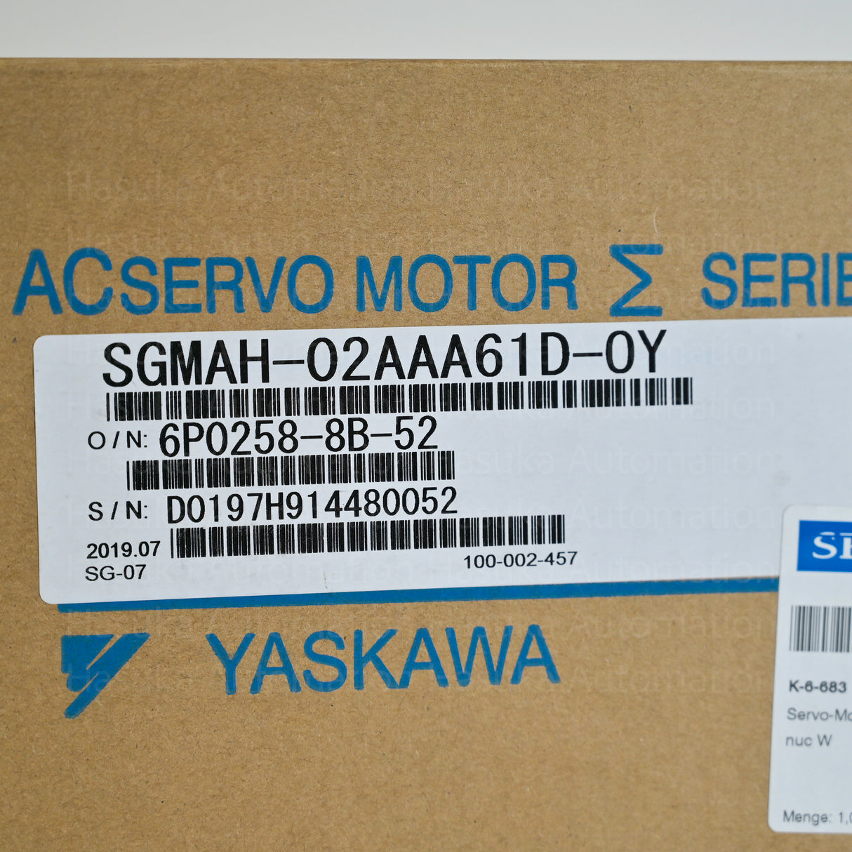 SGMAH-02AAA61D-OY AC Servo Motor Yaskawa  | SEALPAC K-6-683